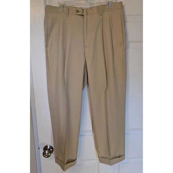 Jones New York 2 Piece Suit Mens 38R 33X26 Tan Wool Silk Blend Trendy Trousers - Picture 4 of 10